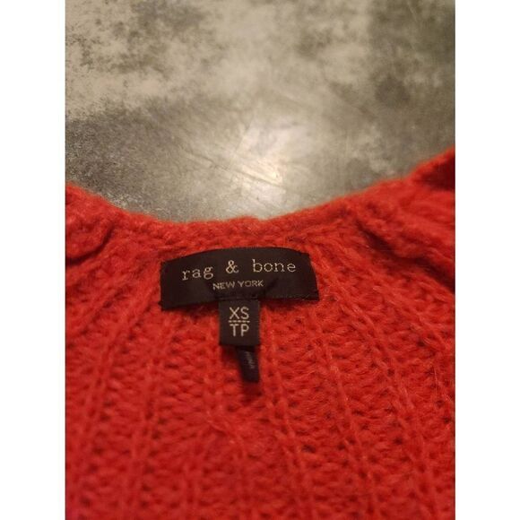 Rag & Bone Joseph Wool Blend V-Neck Sweater in Bright Coral sz XS - Picture 2 of 3